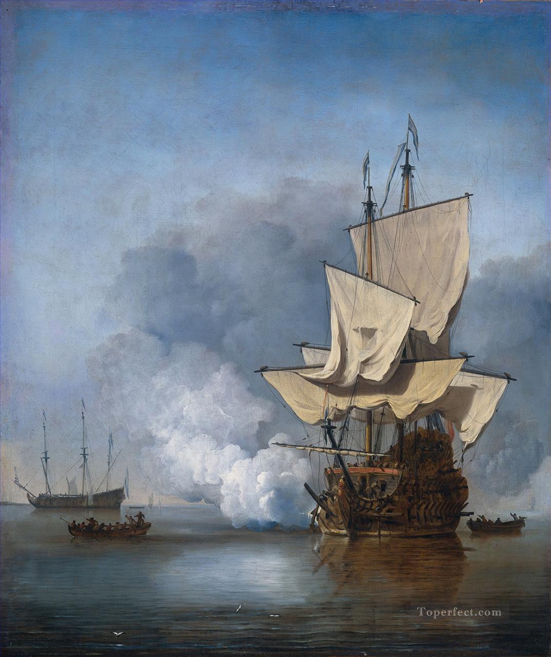 warship fired 1600 Oil Paintings